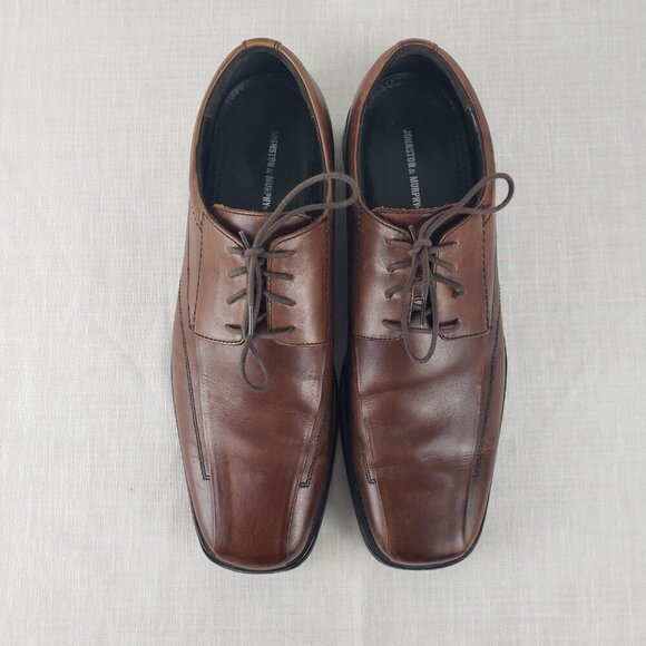 Johnston & Murphy Mens 13 Brown Leather Bicycle Toe Derby Lace Up Dress Shoes main image 11